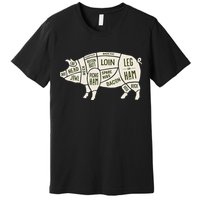 Pig & Pork Butcher Diagram Bacon Lover Premium T-Shirt