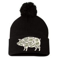 Pig & Pork Butcher Diagram Bacon Lover Pom Pom 12in Knit Beanie