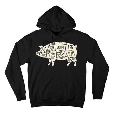 Pig & Pork Butcher Diagram Bacon Lover Tall Hoodie