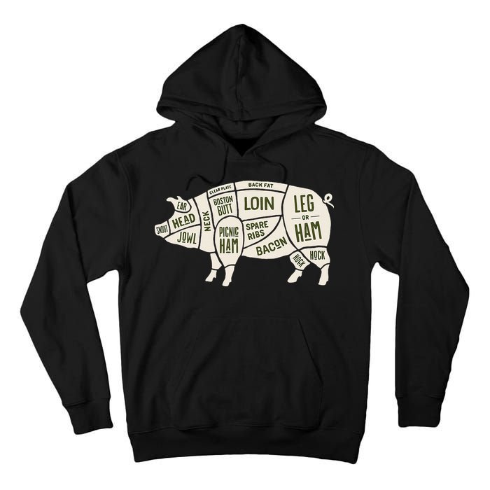 Pig & Pork Butcher Diagram Bacon Lover Tall Hoodie