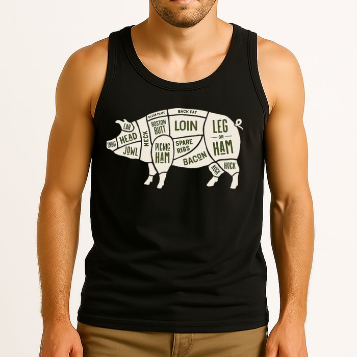 Pig & Pork Butcher Diagram Bacon Lover Tank Top