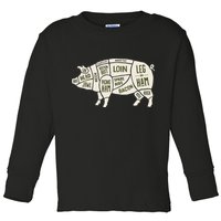 Pig & Pork Butcher Diagram Bacon Lover Toddler Long Sleeve Shirt