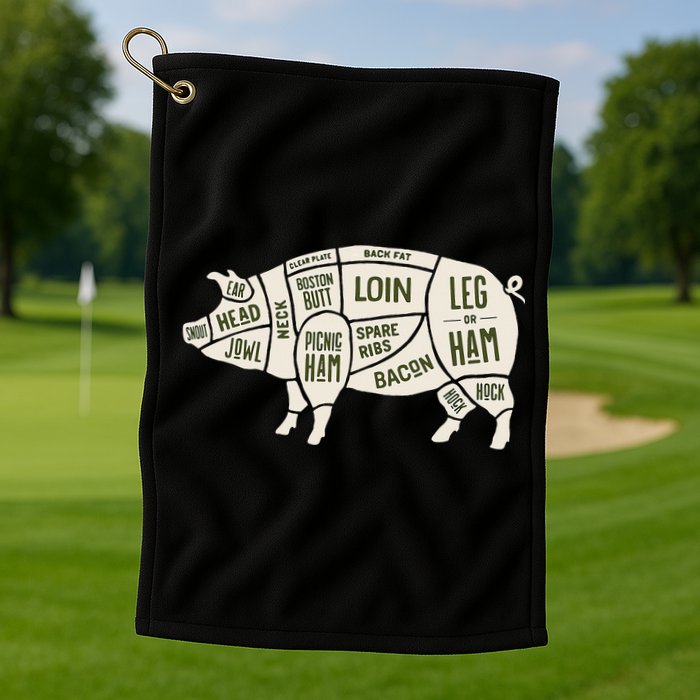 Pig & Pork Butcher Diagram Bacon Lover Golf Towel