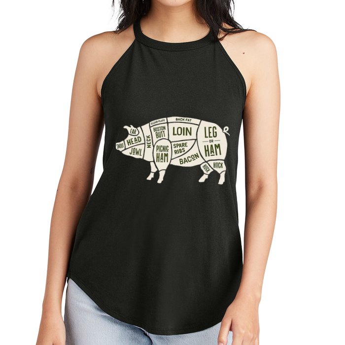 Pig & Pork Butcher Diagram Bacon Lover Women's Perfect Tri Rocker Tank