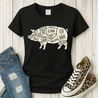 Pig & Pork Butcher Diagram Bacon Lover Womens T-Shirt