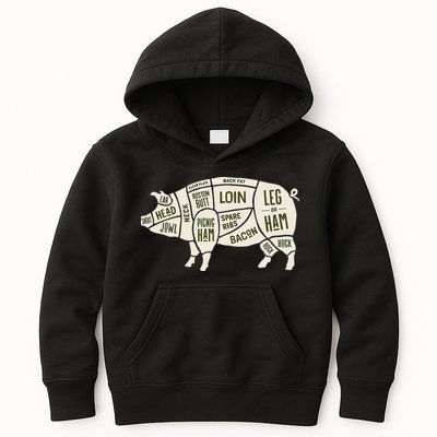 Pig & Pork Butcher Diagram Bacon Lover Kids Hoodie