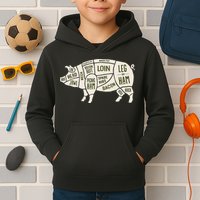 Pig & Pork Butcher Diagram Bacon Lover Kids Hoodie