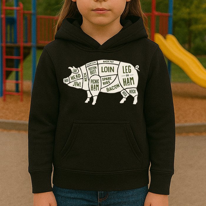 Pig & Pork Butcher Diagram Bacon Lover Kids Hoodie