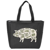 Pig & Pork Butcher Diagram Bacon Lover Zip Tote Bag