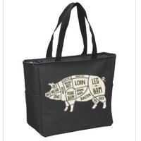 Pig & Pork Butcher Diagram Bacon Lover Zip Tote Bag