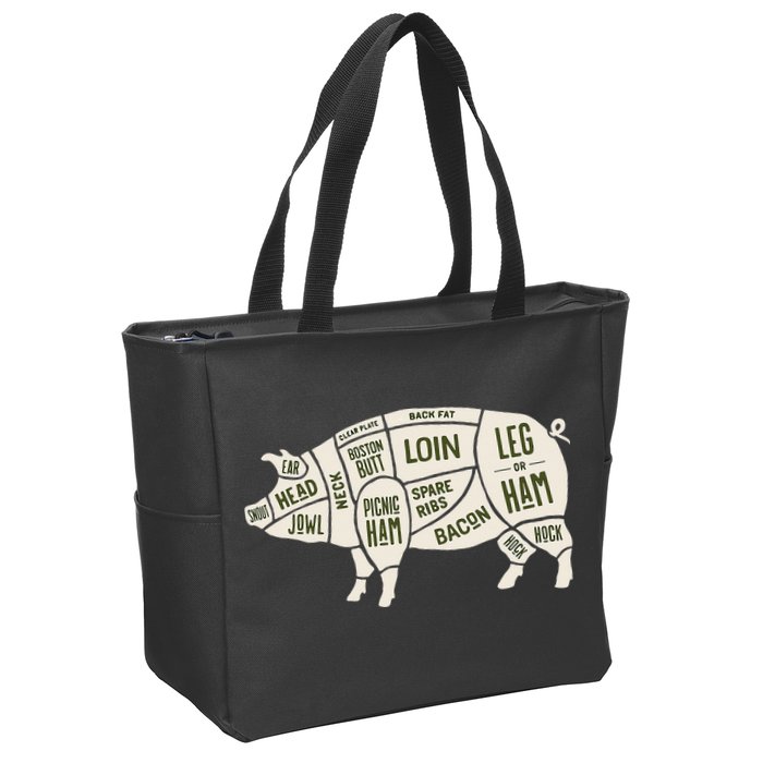 Pig & Pork Butcher Diagram Bacon Lover Zip Tote Bag
