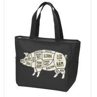 Pig & Pork Butcher Diagram Bacon Lover Zip Tote Bag