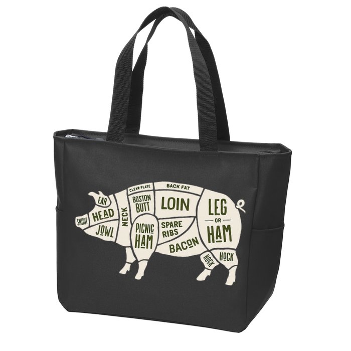 Pig & Pork Butcher Diagram Bacon Lover Zip Tote Bag