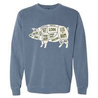 Pig & Pork Butcher Diagram Bacon Lover Garment-Dyed Sweatshirt