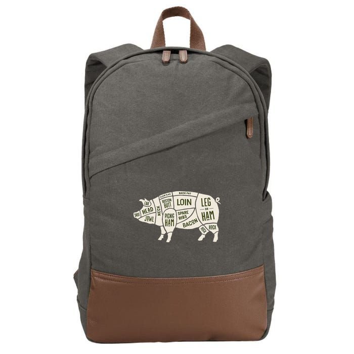 Pig & Pork Butcher Diagram Bacon Lover Cotton Canvas Backpack