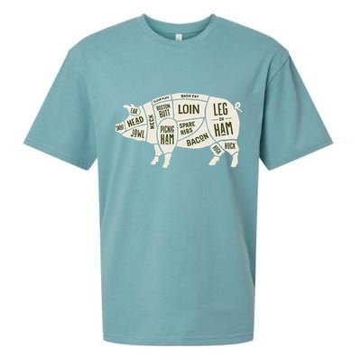 Pig & Pork Butcher Diagram Bacon Lover Sueded Cloud Jersey T-Shirt