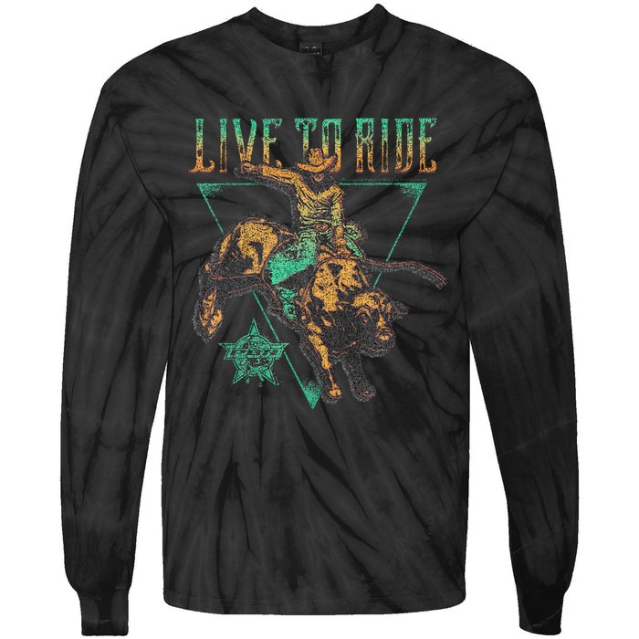 Pbr Professional Bull Riders Live To Ride Rodeo Pbr Logo Tie-Dye Long Sleeve Shirt