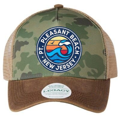 Point Pleasant Beach New Jersey Nj Vintage Nautical Waves De Legacy Tie Dye Trucker Hat