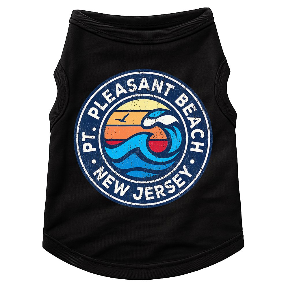 Point Pleasant Beach New Jersey Nj Vintage Nautical Waves De Doggie Tank