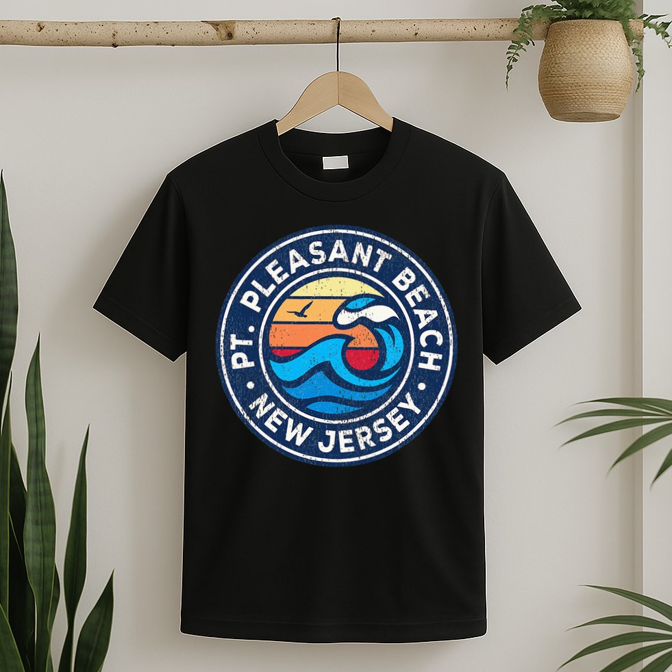 Point Pleasant Beach New Jersey Nj Vintage Nautical Waves De T-Shirt