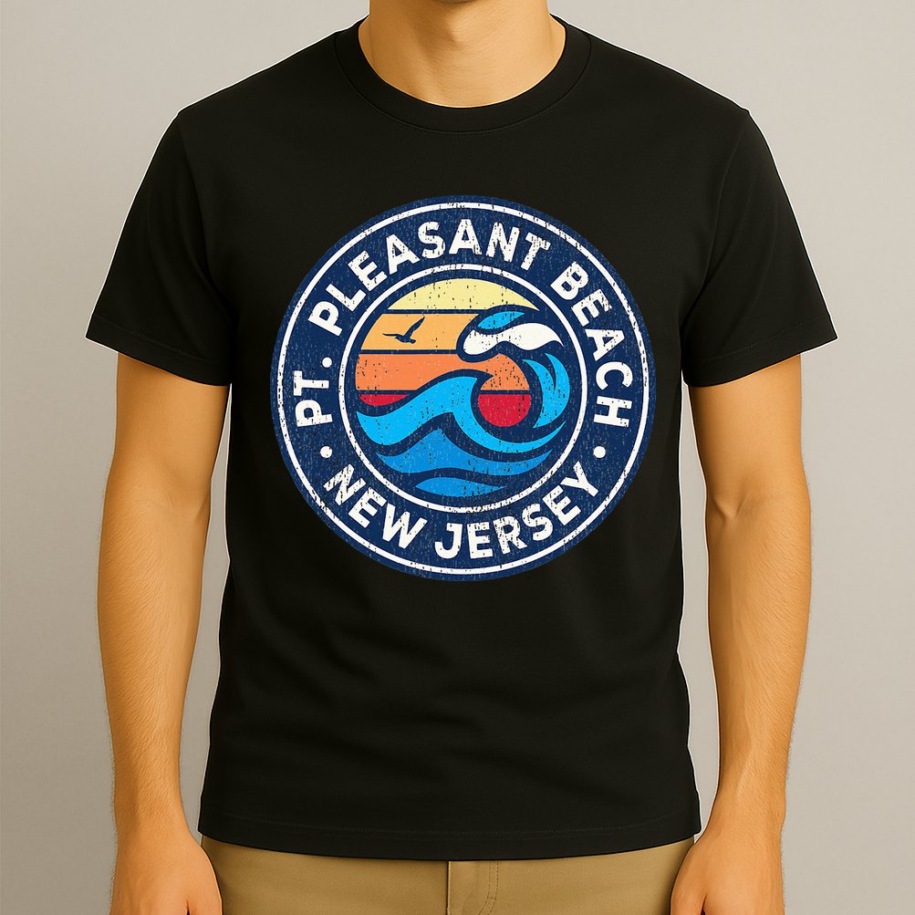 Point Pleasant Beach New Jersey Nj Vintage Nautical Waves De T-Shirt