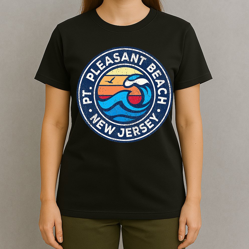 Point Pleasant Beach New Jersey Nj Vintage Nautical Waves De T-Shirt