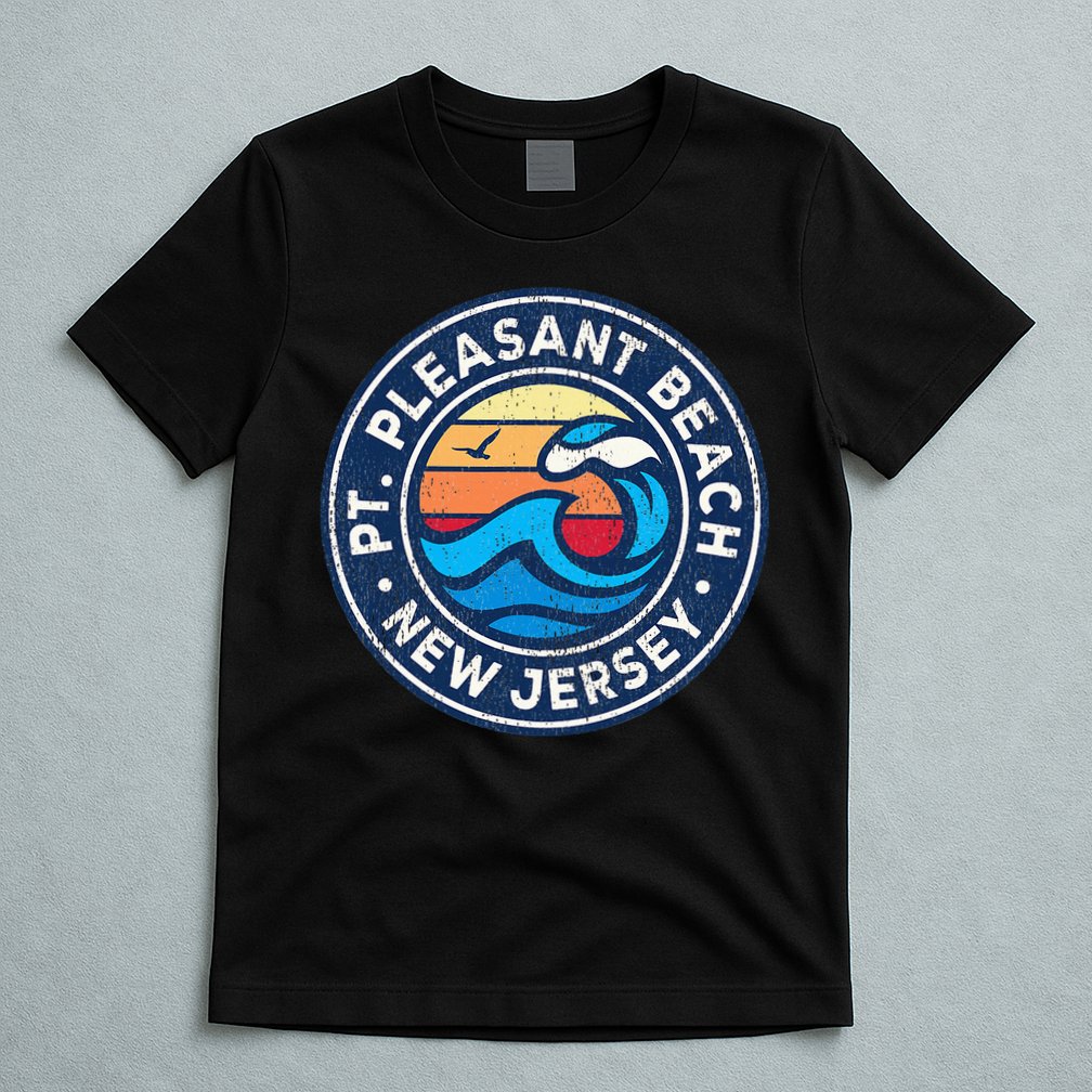 Point Pleasant Beach New Jersey Nj Vintage Nautical Waves De T-Shirt