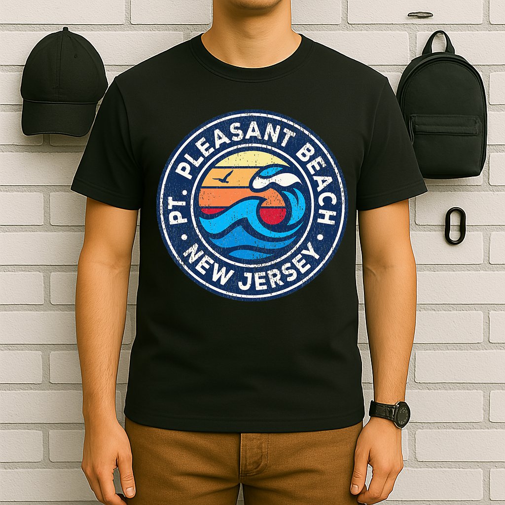 Point Pleasant Beach New Jersey Nj Vintage Nautical Waves De T-Shirt