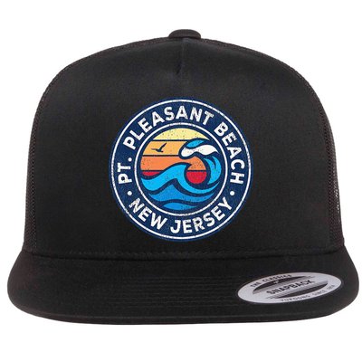 Point Pleasant Beach New Jersey Nj Vintage Nautical Waves De Flatbill Hat