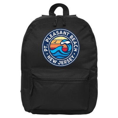 Point Pleasant Beach New Jersey Nj Vintage Nautical Waves De 16 in Basic Backpack