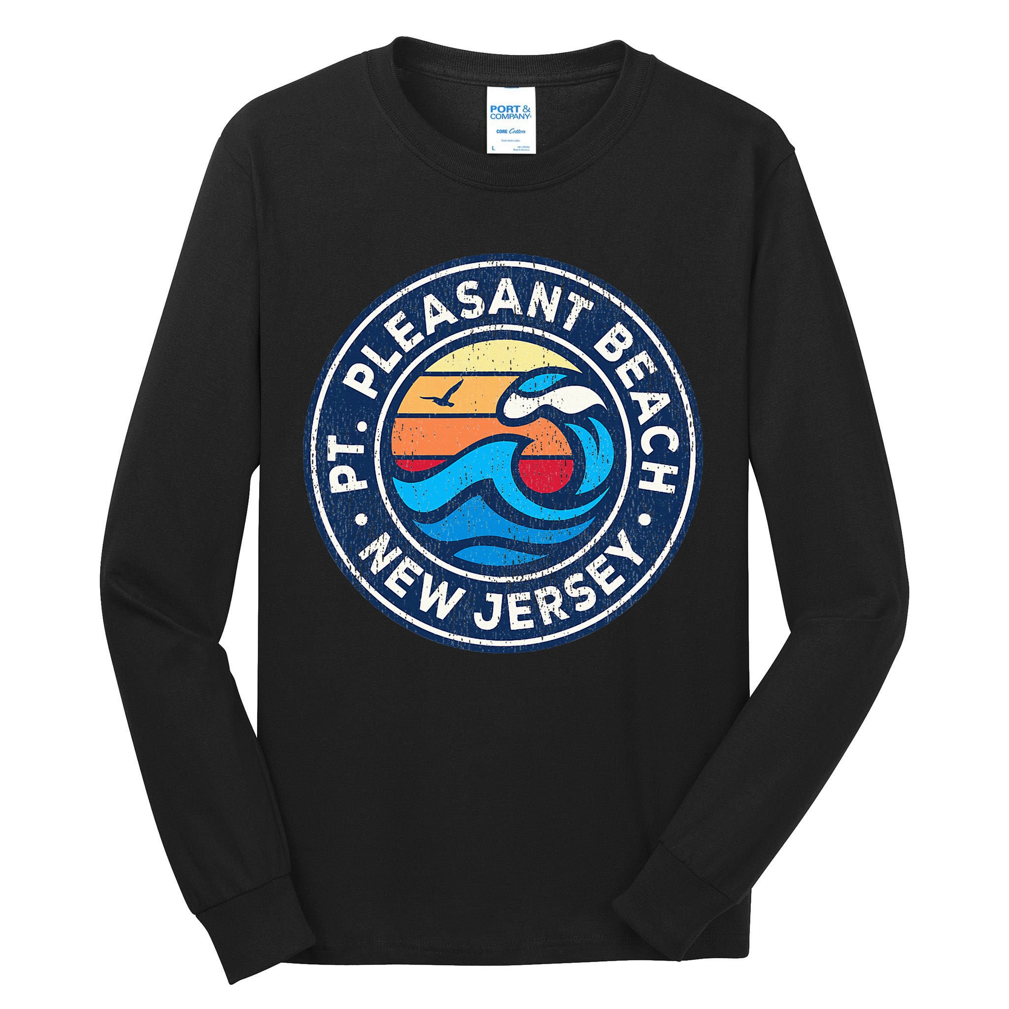 Point Pleasant Beach New Jersey Nj Vintage Nautical Waves De Tall Long Sleeve T-Shirt