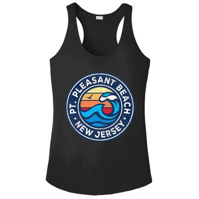 Point Pleasant Beach New Jersey Nj Vintage Nautical Waves De Ladies PosiCharge Competitor Racerback Tank