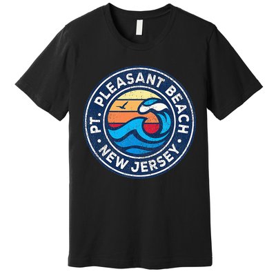 Point Pleasant Beach New Jersey Nj Vintage Nautical Waves De Premium T-Shirt