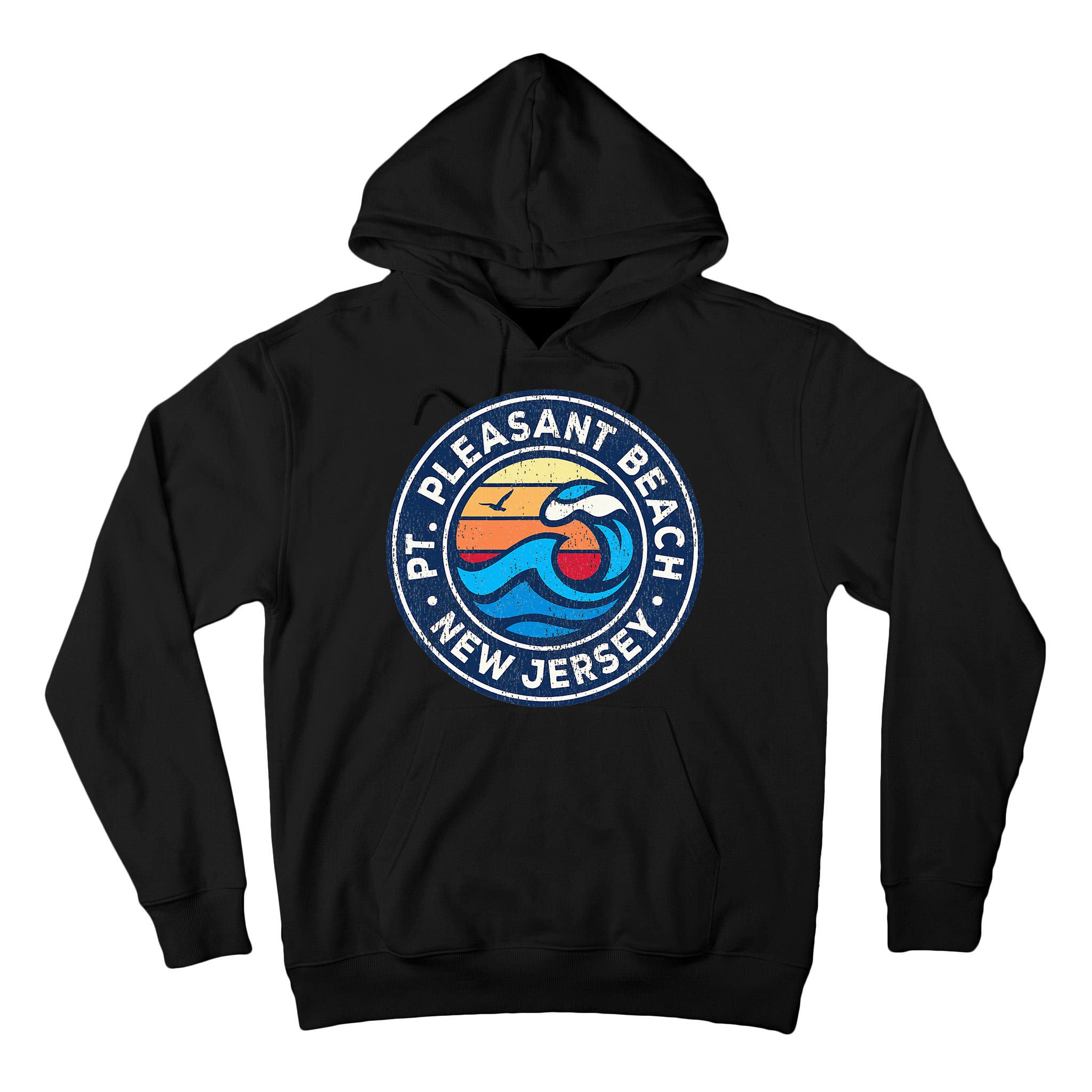 Point Pleasant Beach New Jersey Nj Vintage Nautical Waves De Tall Hoodie