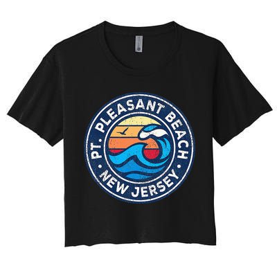 Point Pleasant Beach New Jersey Nj Vintage Nautical Waves De Crop Top