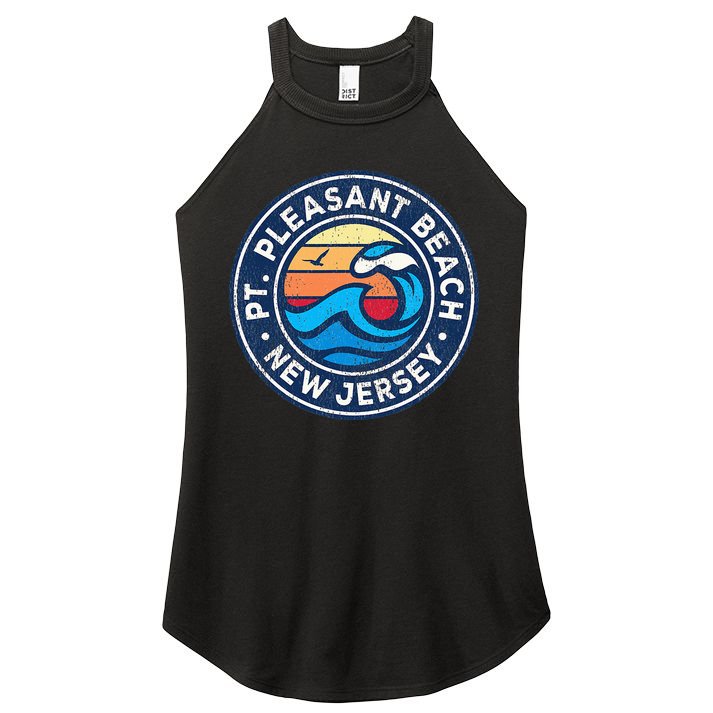 Point Pleasant Beach New Jersey Nj Vintage Nautical Waves De Women's Perfect Tri Rocker Tank