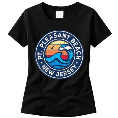 Point Pleasant Beach New Jersey Nj Vintage Nautical Waves De Womens T-Shirt