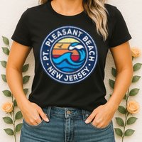 Point Pleasant Beach New Jersey Nj Vintage Nautical Waves De Womens T-Shirt