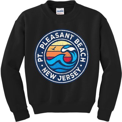 Point Pleasant Beach New Jersey Nj Vintage Nautical Waves De Kids Sweatshirt