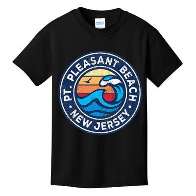 Point Pleasant Beach New Jersey Nj Vintage Nautical Waves De Kids T-Shirt