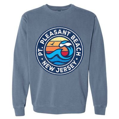 Point Pleasant Beach New Jersey Nj Vintage Nautical Waves De Garment-Dyed Sweatshirt