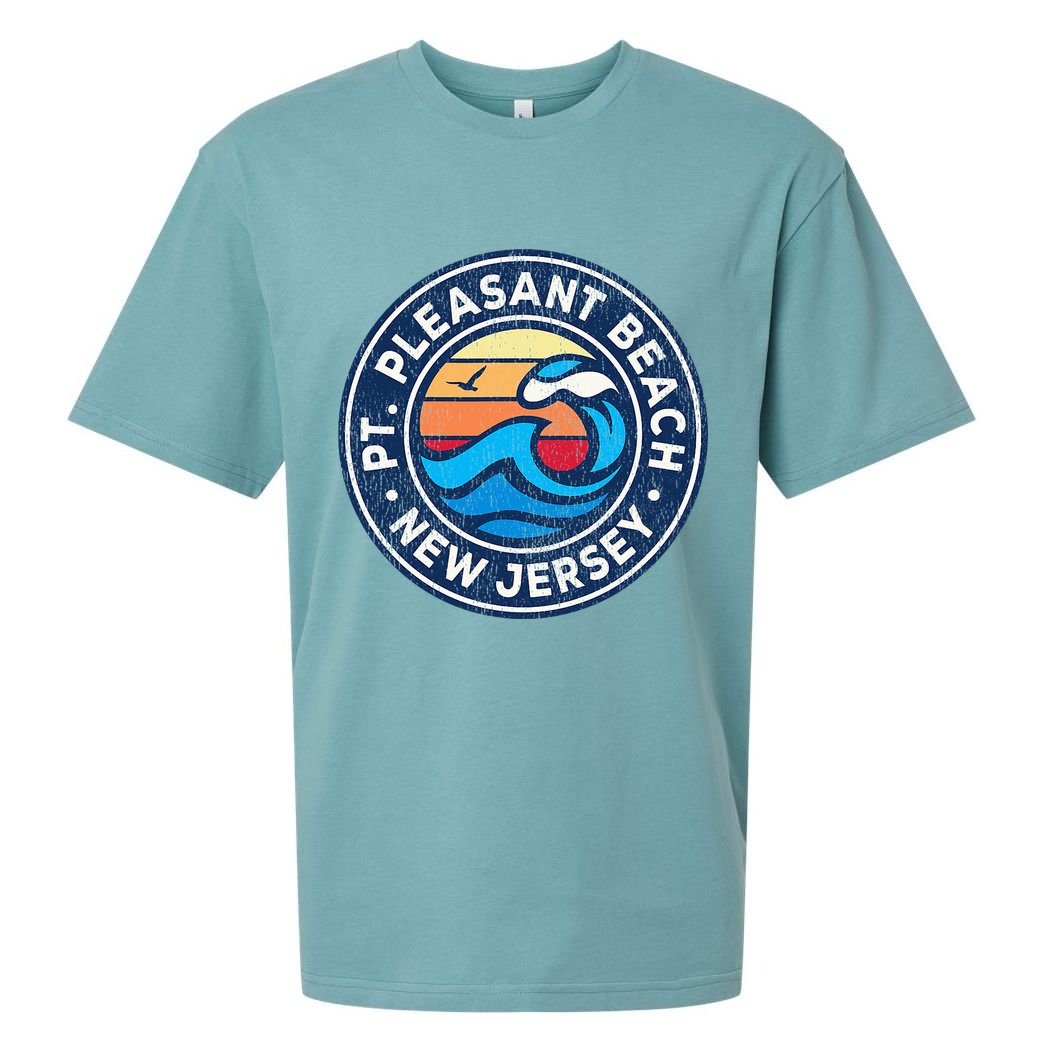 Point Pleasant Beach New Jersey Nj Vintage Nautical Waves De Sueded Cloud Jersey T-Shirt