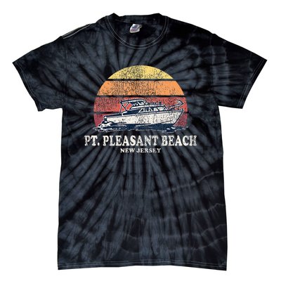 Point Pleasant Beach Nj Vintage Boating 70s Retro Boat Desig Tie-Dye T-Shirt