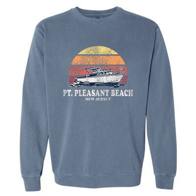 Point Pleasant Beach Nj Vintage Boating 70s Retro Boat Desig Garment-Dyed Sweatshirt