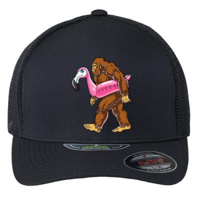 Pool Party Bigfoot Flamingo Wo Sasquatch Pink Float Flexfit Unipanel Trucker Cap