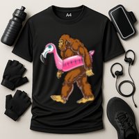 Pool Party Bigfoot Flamingo Wo Sasquatch Pink Float Performance Shirt