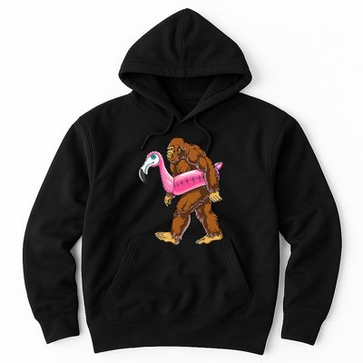 Pool Party Bigfoot Flamingo Wo Sasquatch Pink Float Hoodie