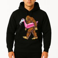Pool Party Bigfoot Flamingo Wo Sasquatch Pink Float Hoodie