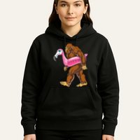 Pool Party Bigfoot Flamingo Wo Sasquatch Pink Float Hoodie