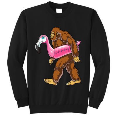 Pool Party Bigfoot Flamingo Wo Sasquatch Pink Float Sweatshirt